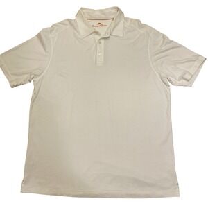 Tommy Bahama Polo Shirt Men's L Solid White Pima‎ Cotton Golf Casual Small *Mark